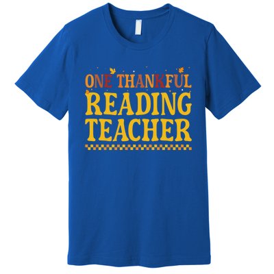 Thanksgiving One Thankful Reading Teacher Cute Gift Premium T-Shirt