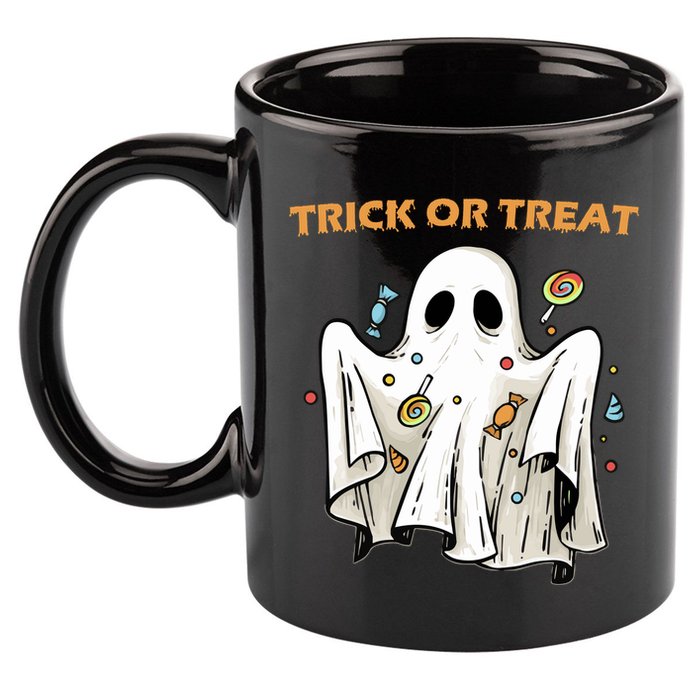 Trick Or Treat Candy Ghost Halloween 11oz C Handle Ceramic Mug