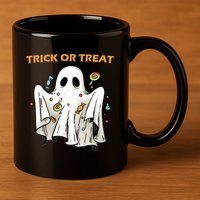 Trick Or Treat Candy Ghost Halloween 11oz C Handle Ceramic Mug