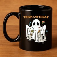 Trick Or Treat Candy Ghost Halloween 11oz C Handle Ceramic Mug