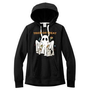 Trick Or Treat Candy Ghost Halloween Women's Fleece Hoodie