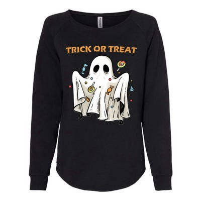 Trick Or Treat Candy Ghost Halloween Womens California Wash Sweatshirt