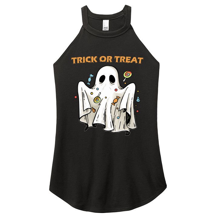 Trick Or Treat Candy Ghost Halloween Women's Perfect Tri Rocker Tank