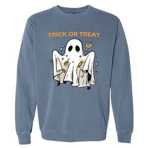 Trick Or Treat Candy Ghost Halloween Garment-Dyed Sweatshirt