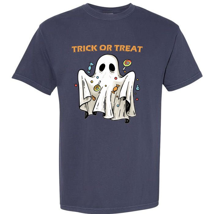 Trick Or Treat Candy Ghost Halloween Garment-Dyed Heavyweight T-Shirt