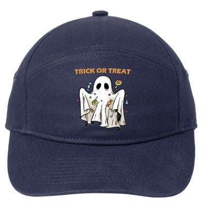 Trick Or Treat Candy Ghost Halloween 7-Panel Snapback Hat