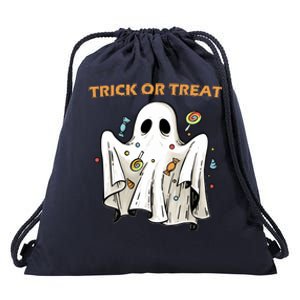 Trick Or Treat Candy Ghost Halloween Drawstring Bag