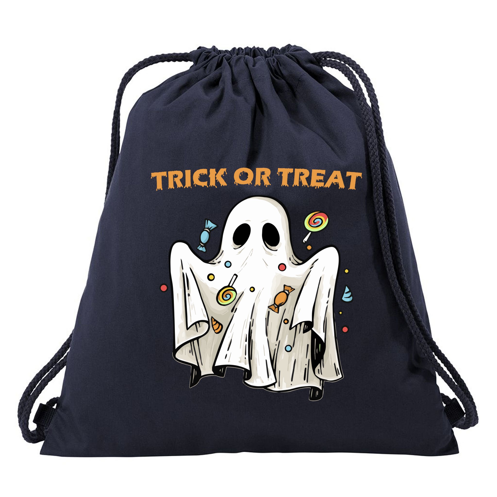 Trick Or Treat Candy Ghost Halloween Drawstring Bag