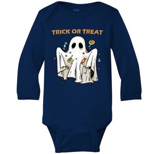 Trick Or Treat Candy Ghost Halloween Baby Long Sleeve Bodysuit