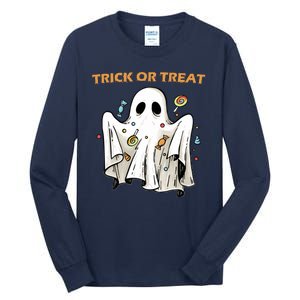 Trick Or Treat Candy Ghost Halloween Tall Long Sleeve T-Shirt