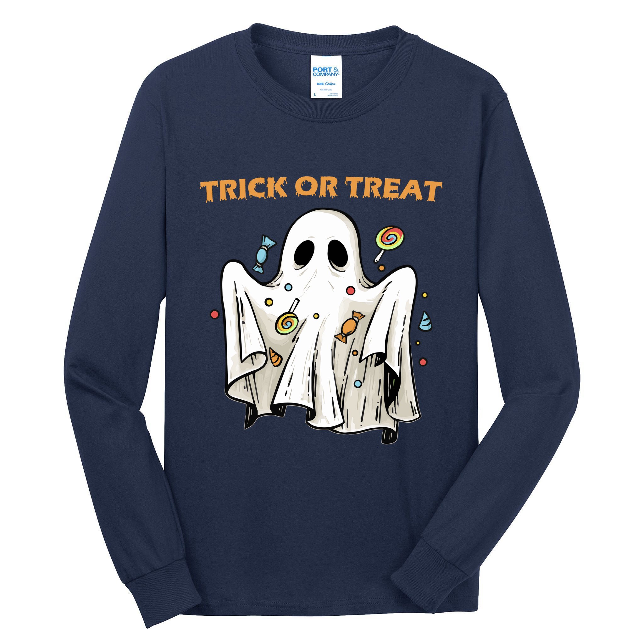 Trick Or Treat Candy Ghost Halloween Tall Long Sleeve T-Shirt