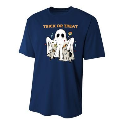 Trick Or Treat Candy Ghost Halloween Youth Performance Sprint T-Shirt