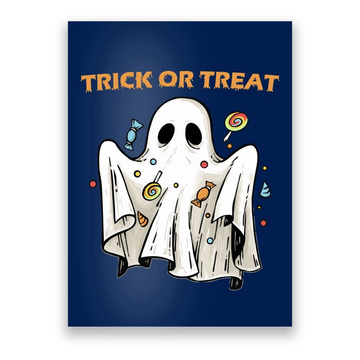 Trick Or Treat Candy Ghost Halloween Poster