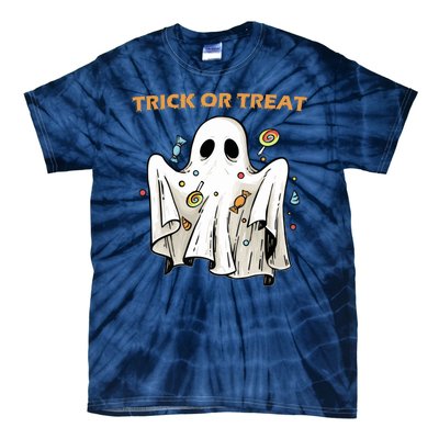 Trick Or Treat Candy Ghost Halloween Tie-Dye T-Shirt