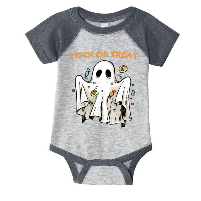 Trick Or Treat Candy Ghost Halloween Infant Baby Jersey Bodysuit