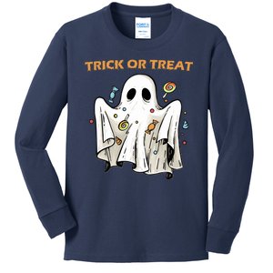 Trick Or Treat Candy Ghost Halloween Kids Long Sleeve Shirt