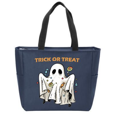 Trick Or Treat Candy Ghost Halloween Zip Tote Bag