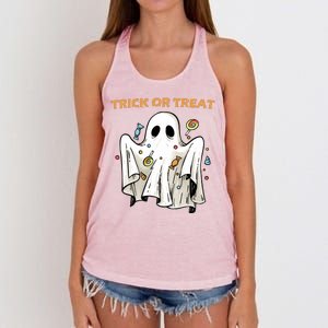 Trick Or Treat Candy Ghost Halloween Women's Knotted Racerback Tank