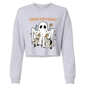 Trick Or Treat Candy Ghost Halloween Cropped Pullover Crew