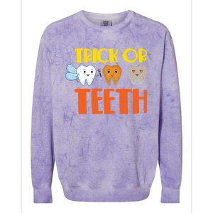 Trick Or Teeth Funny Halloween Dentist Dental Hygienist Gift Colorblast Crewneck Sweatshirt