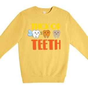 Trick Or Teeth Funny Halloween Dentist Dental Hygienist Gift Premium Crewneck Sweatshirt