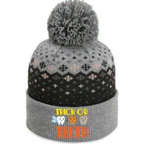 Trick Or Teeth Funny Halloween Dentist Dental Hygienist Gift The Baniff Cuffed Pom Beanie