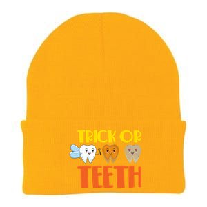 Trick Or Teeth Funny Halloween Dentist Dental Hygienist Gift Knit Cap Winter Beanie