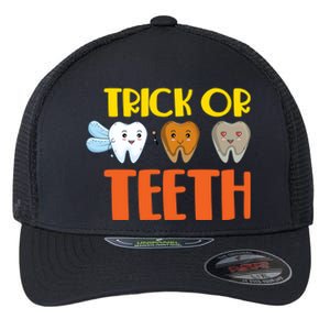 Trick Or Teeth Funny Halloween Dentist Dental Hygienist Gift Flexfit Unipanel Trucker Cap