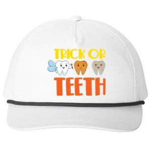 Trick Or Teeth Funny Halloween Dentist Dental Hygienist Gift Snapback Five-Panel Rope Hat