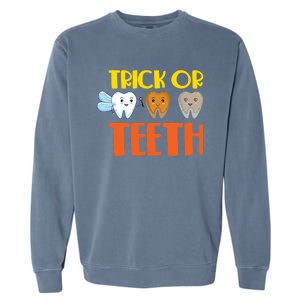 Trick Or Teeth Funny Halloween Dentist Dental Hygienist Gift Garment-Dyed Sweatshirt