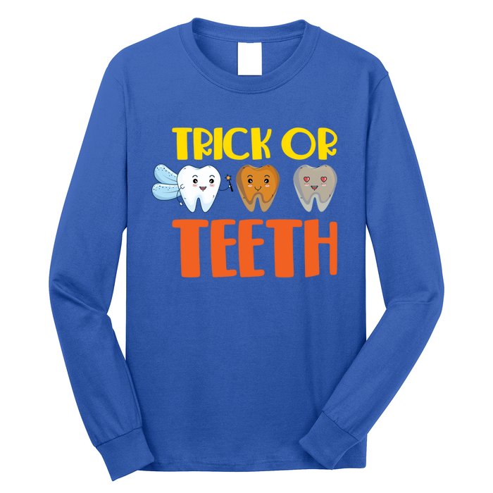 Trick Or Teeth Funny Halloween Dentist Dental Hygienist Gift Long Sleeve Shirt