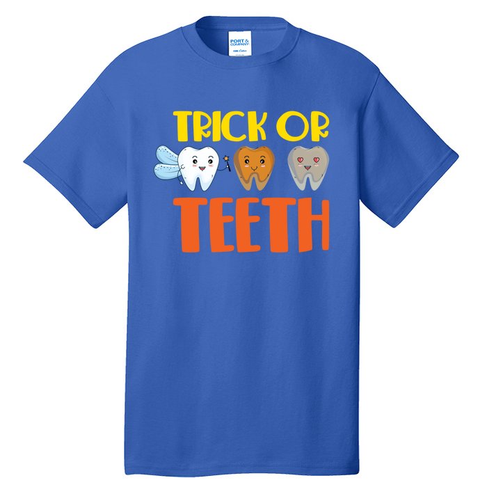 Trick Or Teeth Funny Halloween Dentist Dental Hygienist Gift Tall T-Shirt