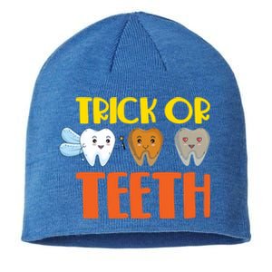 Trick Or Teeth Funny Halloween Dentist Dental Hygienist Gift Sustainable Beanie