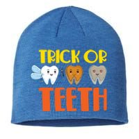 Trick Or Teeth Funny Halloween Dentist Dental Hygienist Gift Sustainable Beanie