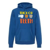 Trick Or Teeth Funny Halloween Dentist Dental Hygienist Gift Premium Hoodie