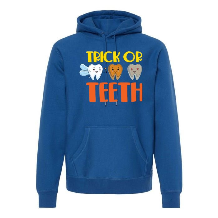 Trick Or Teeth Funny Halloween Dentist Dental Hygienist Gift Premium Hoodie