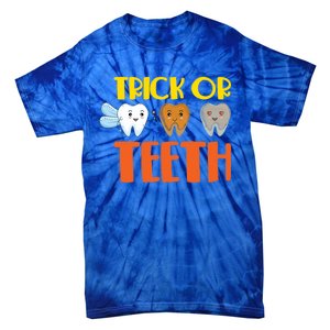 Trick Or Teeth Funny Halloween Dentist Dental Hygienist Gift Tie-Dye T-Shirt