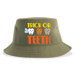 Trick Or Teeth Funny Halloween Dentist Dental Hygienist Gift Sustainable Bucket Hat