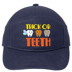 Trick Or Teeth Funny Halloween Dentist Dental Hygienist Gift 7-Panel Snapback Hat