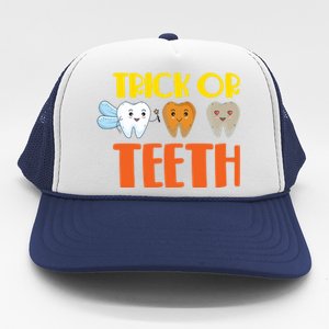 Trick Or Teeth Funny Halloween Dentist Dental Hygienist Gift Trucker Hat