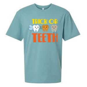 Trick Or Teeth Funny Halloween Dentist Dental Hygienist Gift Sueded Cloud Jersey T-Shirt