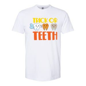 Trick Or Teeth Funny Halloween Dentist Dental Hygienist Gift Softstyle CVC T-Shirt