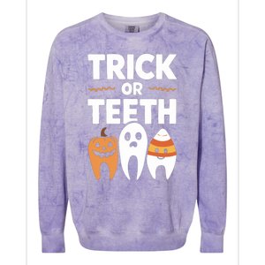 Trick Or Th Funny Dental Halloween Treat Dentist Funny Gift Colorblast Crewneck Sweatshirt