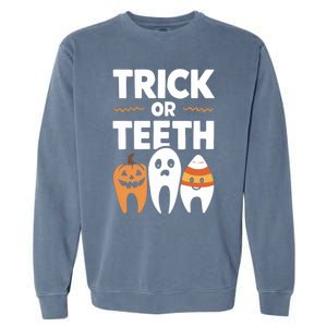 Trick Or Th Funny Dental Halloween Treat Dentist Funny Gift Garment-Dyed Sweatshirt