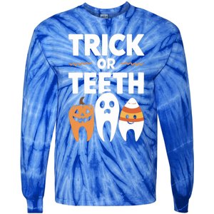 Trick Or Th Funny Dental Halloween Treat Dentist Funny Gift Tie-Dye Long Sleeve Shirt