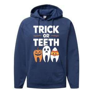 Trick Or Th Funny Dental Halloween Treat Dentist Funny Gift Performance Fleece Hoodie