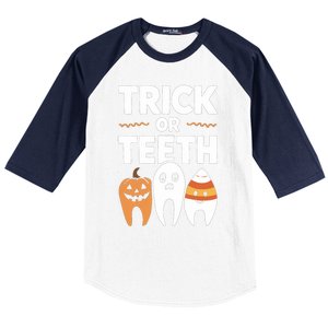 Trick Or Th Funny Dental Halloween Treat Dentist Funny Gift Baseball Sleeve Shirt