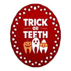 Trick Or Th Funny Dental Halloween Treat Dentist Funny Gift Ceramic Oval Ornament