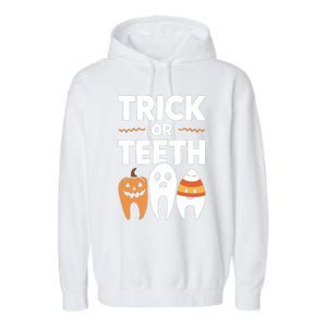 Trick Or Th Funny Dental Halloween Treat Dentist Funny Gift Garment-Dyed Fleece Hoodie