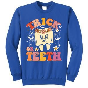 Trick Or Teeth Ghost Groovy Dental Halloween Treat Dentist Cute Gift Sweatshirt